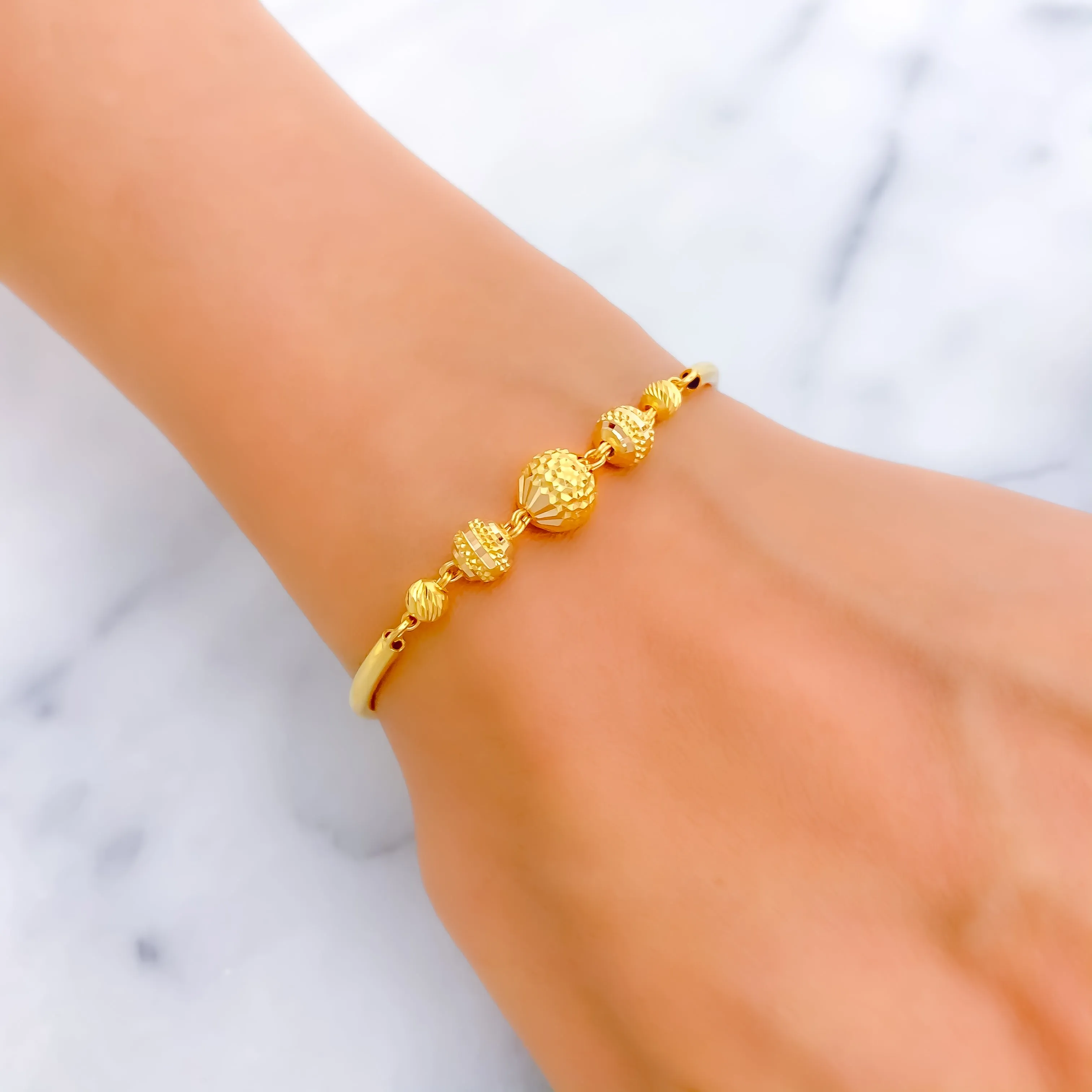 Beautiful Multi-Bead 22k Gold Flexi Bangle Bracelet