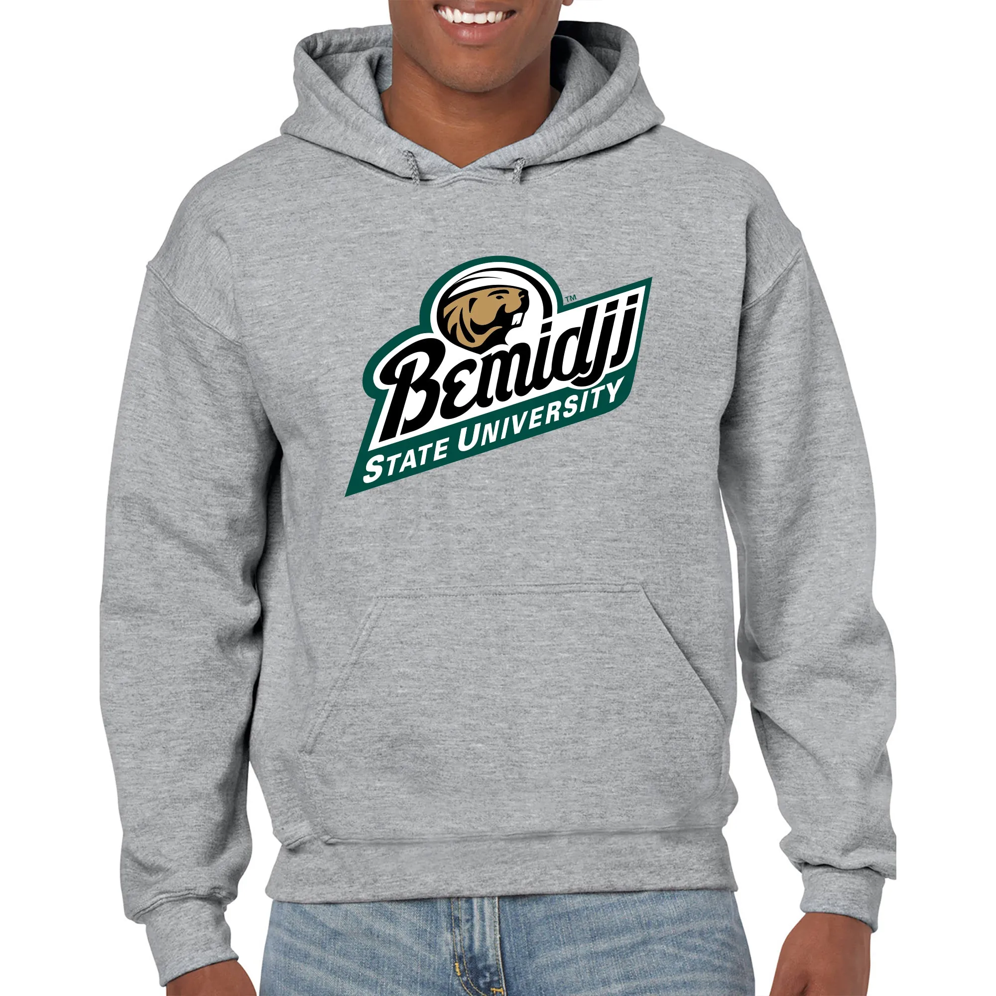 Bemidji State Beavers Primary Logo Hoodie - Sport Grey