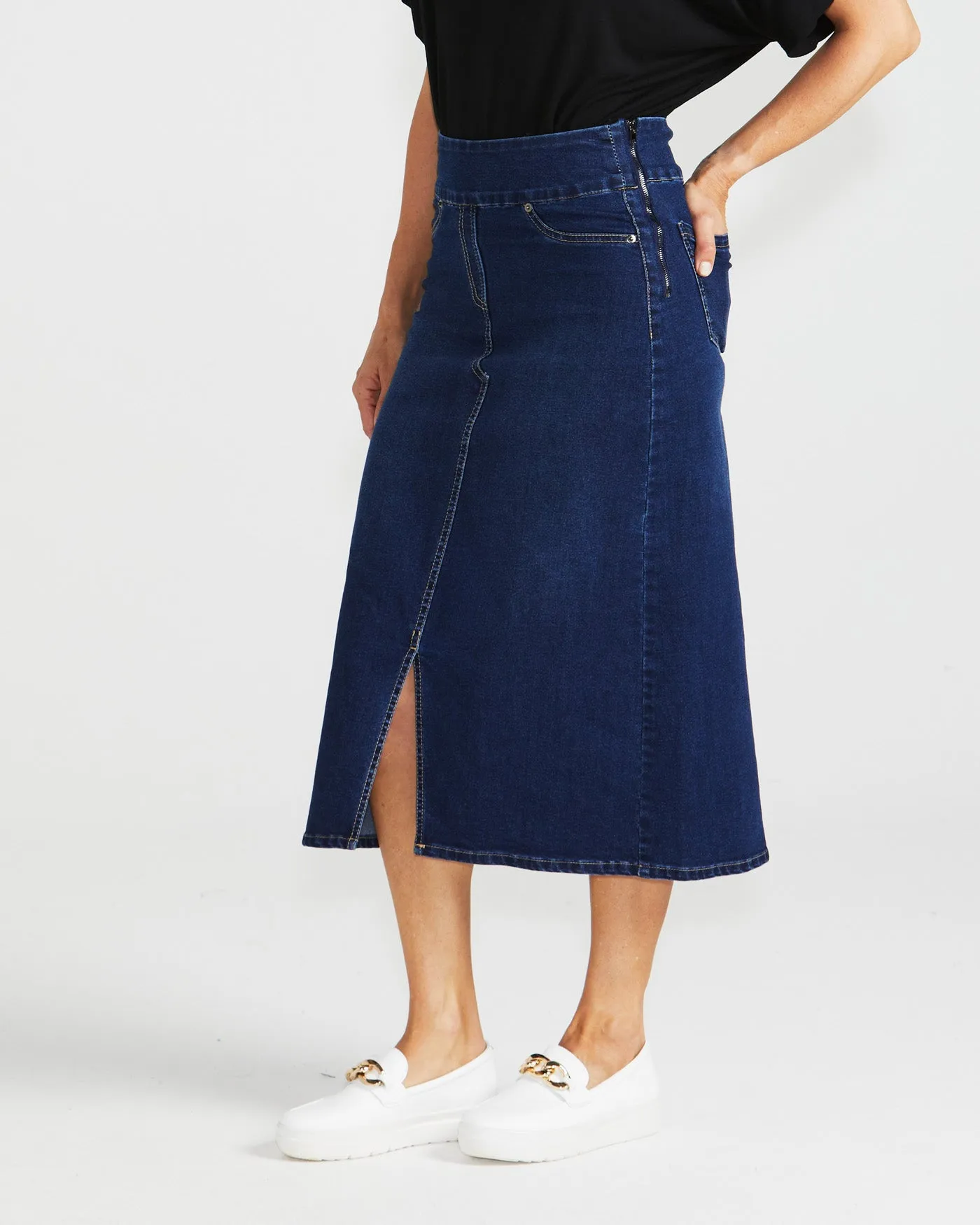 Betty Basics Shelby Stretch Denim Skirt - Midnight Denim