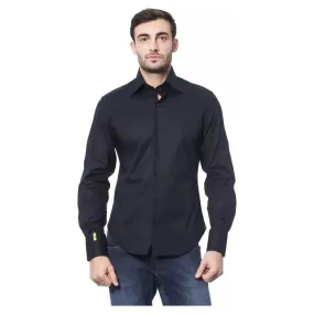 Billionaire Italian Couture Blue Cotton Men Shirt