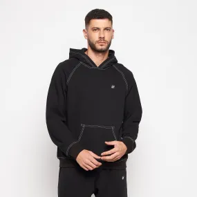 Black Oversized Contrast Stitch Hooded Sweatshirt