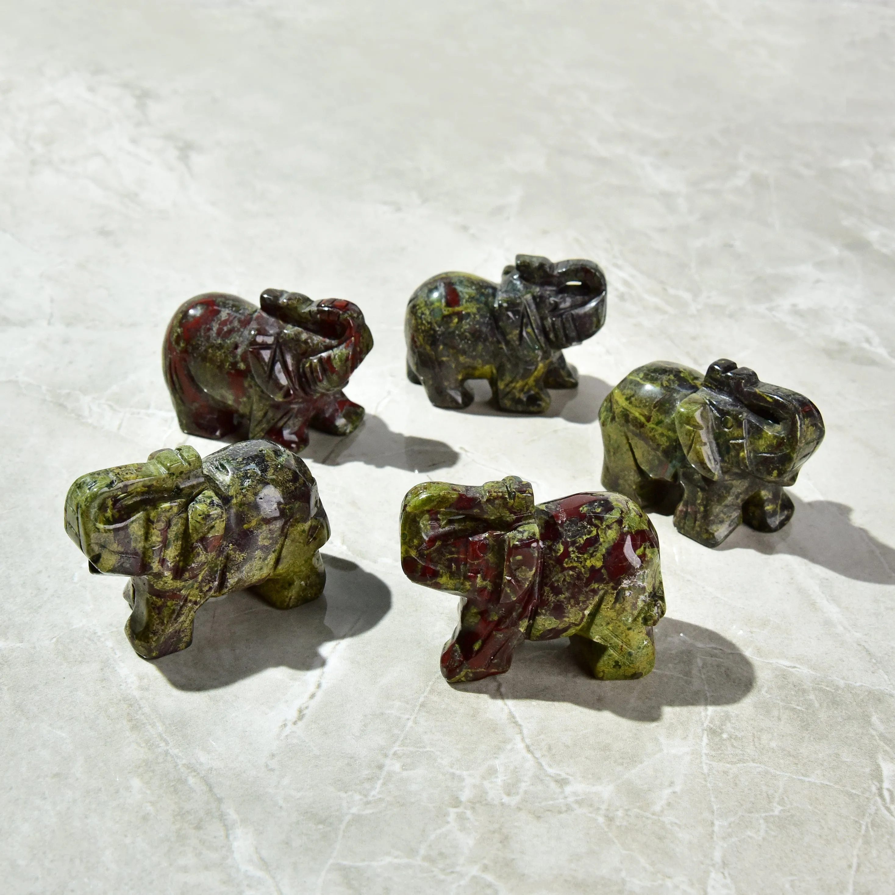 Bloodstone Elephant 2.5'' Natural Gemstone Carving