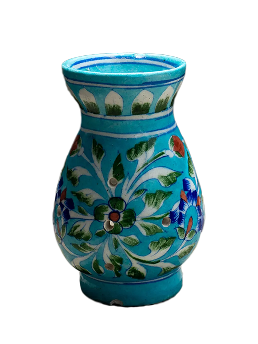 Blooms of Twilight: Tealight Serenity in the Blue Garden Blue Pottery By Gopal Lal Kharol