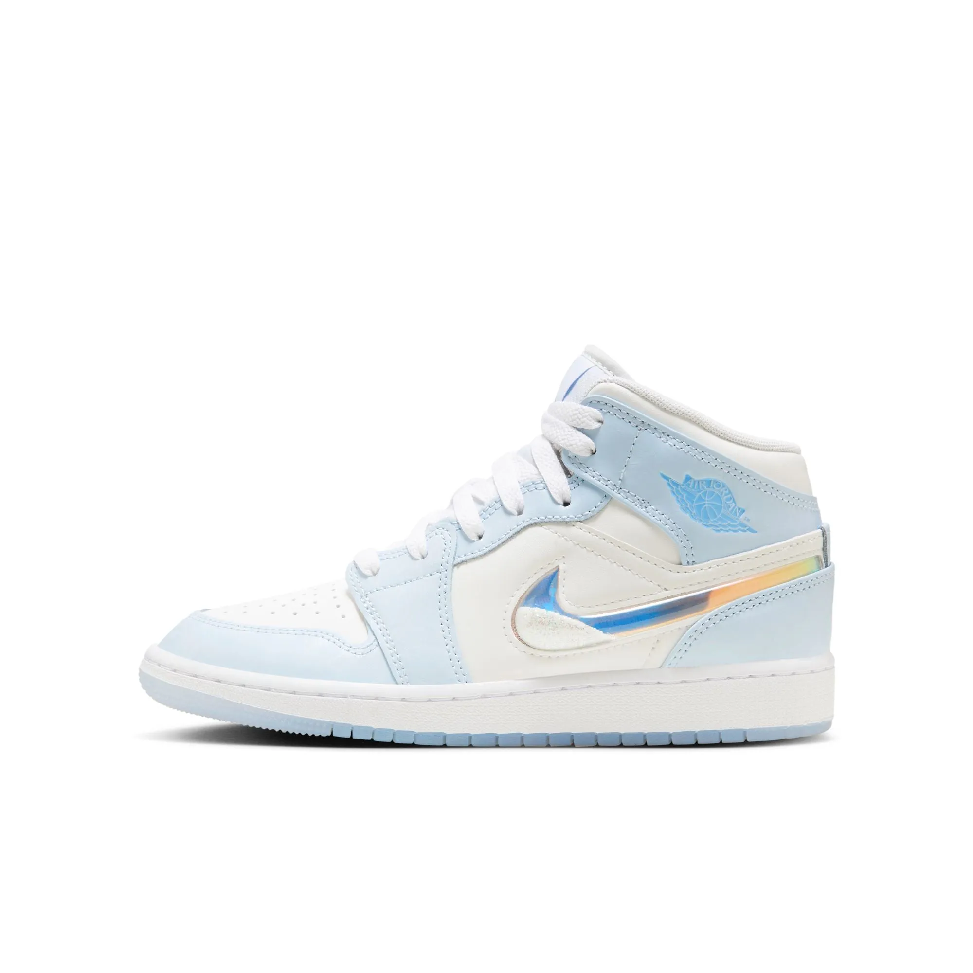 Boys Grade School Air Jordan 1 Mid SE/Ice Blue-Summit White-White FQ9117-400