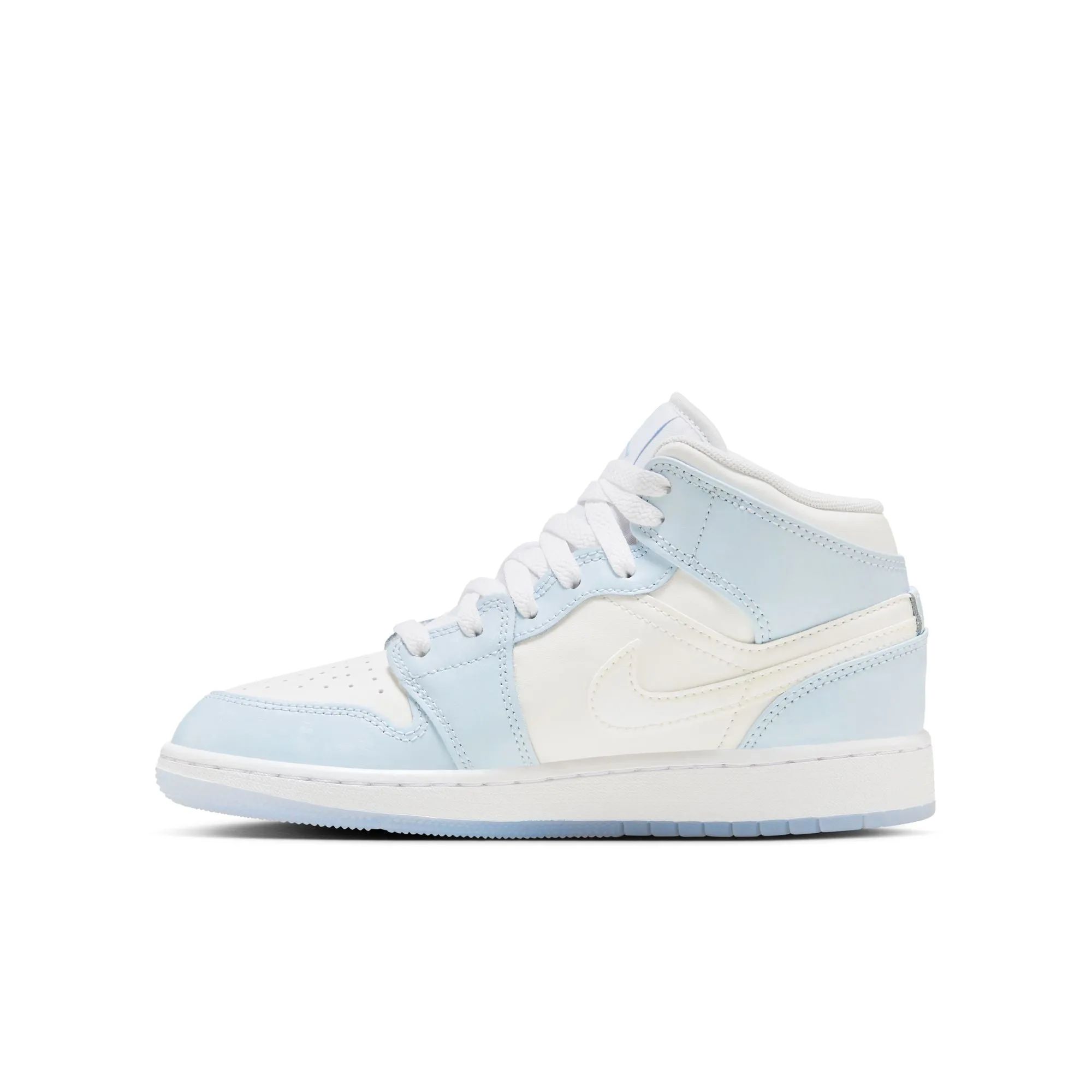 Boys Grade School Air Jordan 1 Mid SE/Ice Blue-Summit White-White FQ9117-400