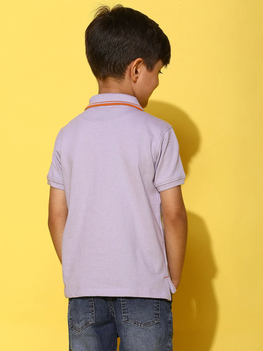 Boys Purple Half Sleeves 100% Cotton Solid T-shirt