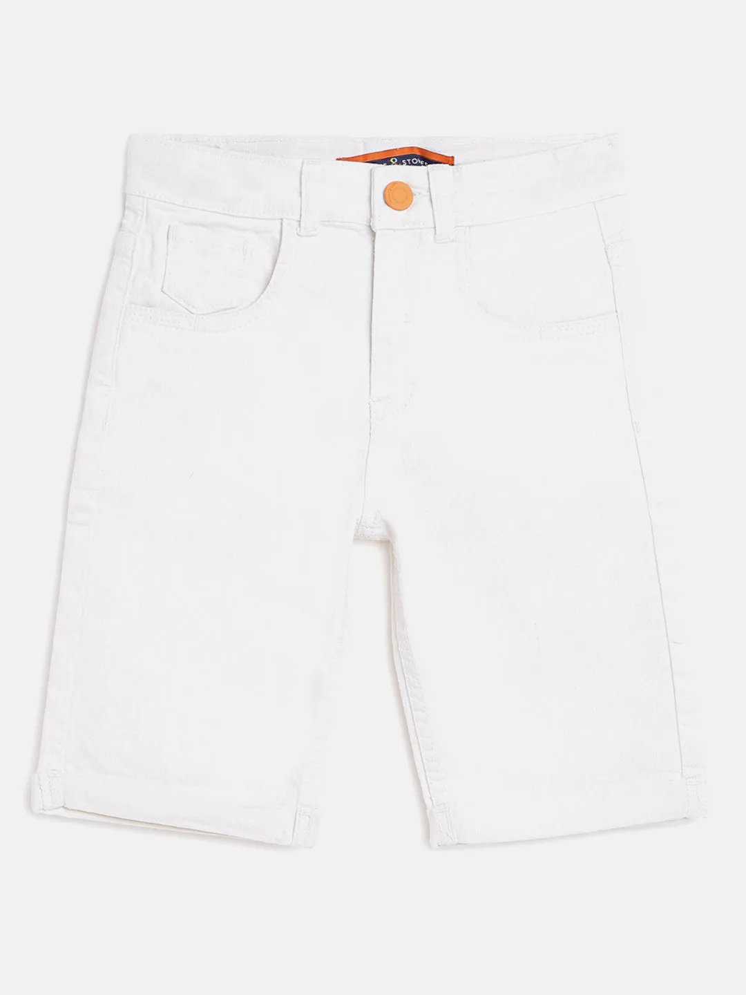 Boys White Solid Shorts