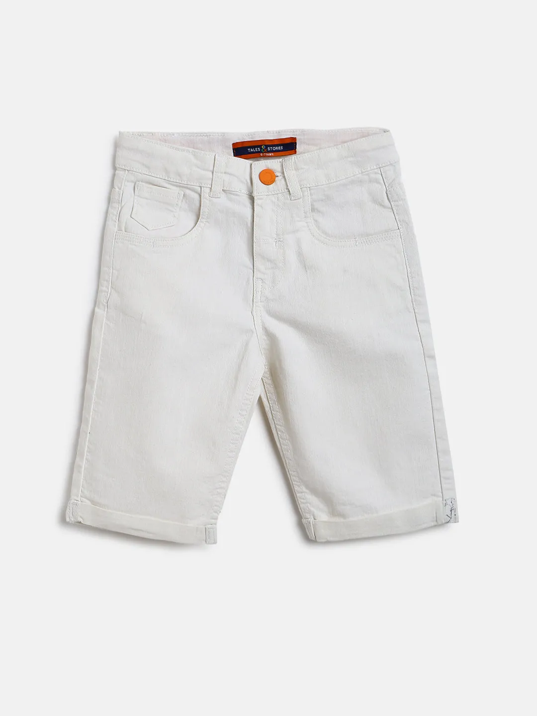 Boys White Solid Shorts