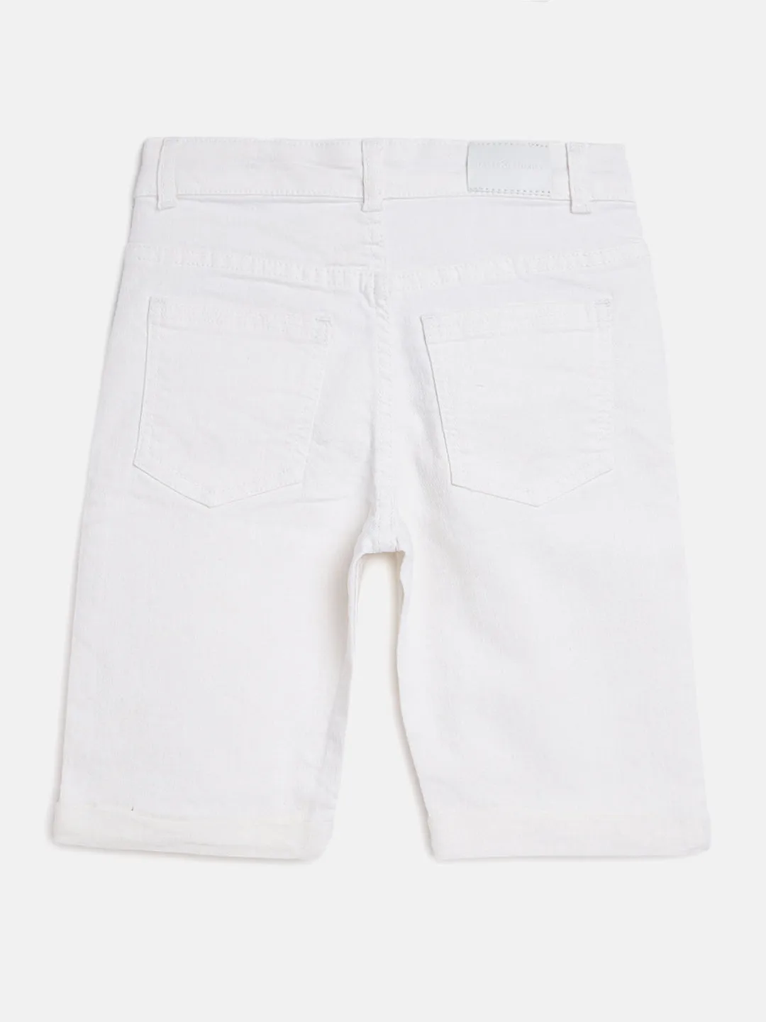 Boys White Solid Shorts