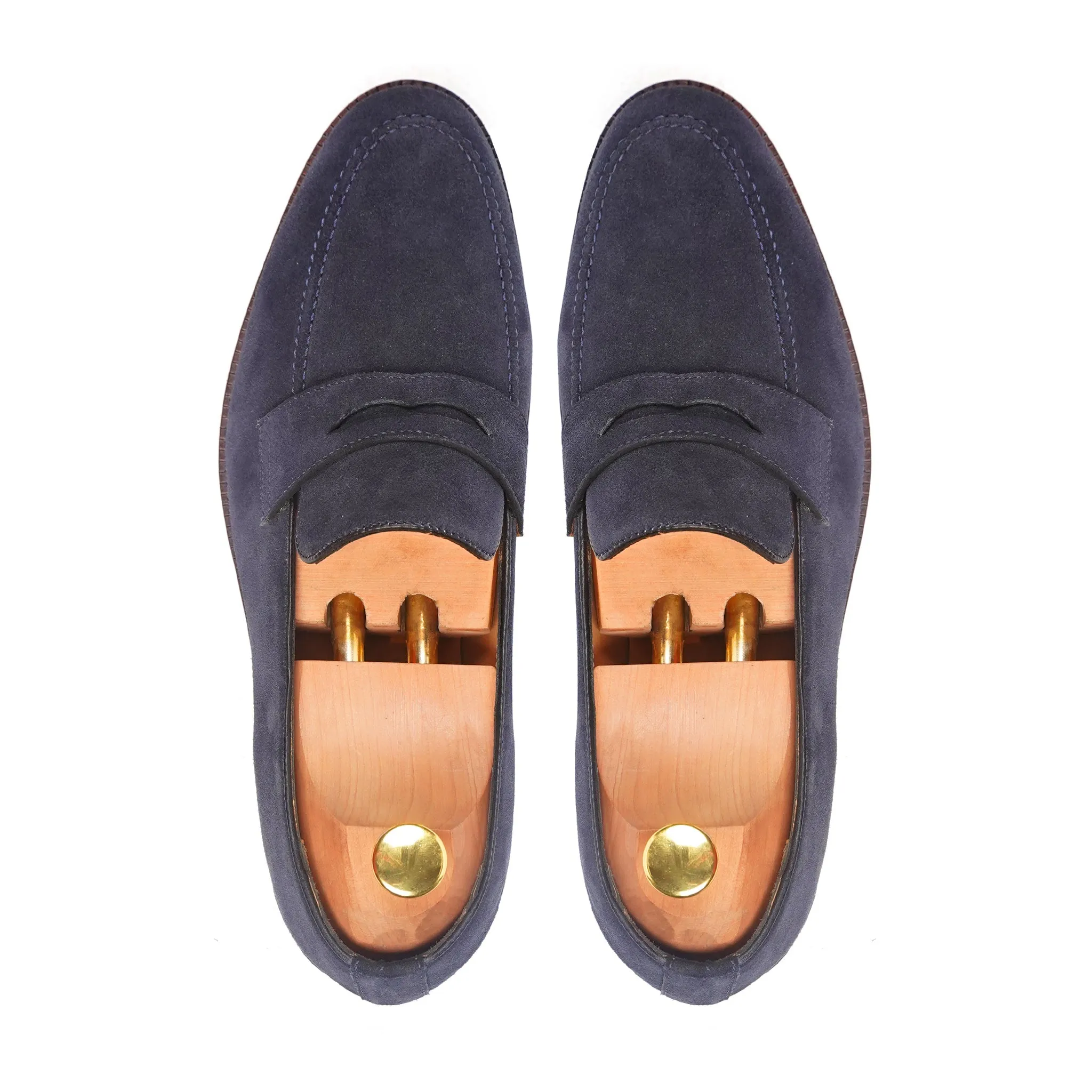 Buenos - Men's Navy Blue Kid Suede Loafer