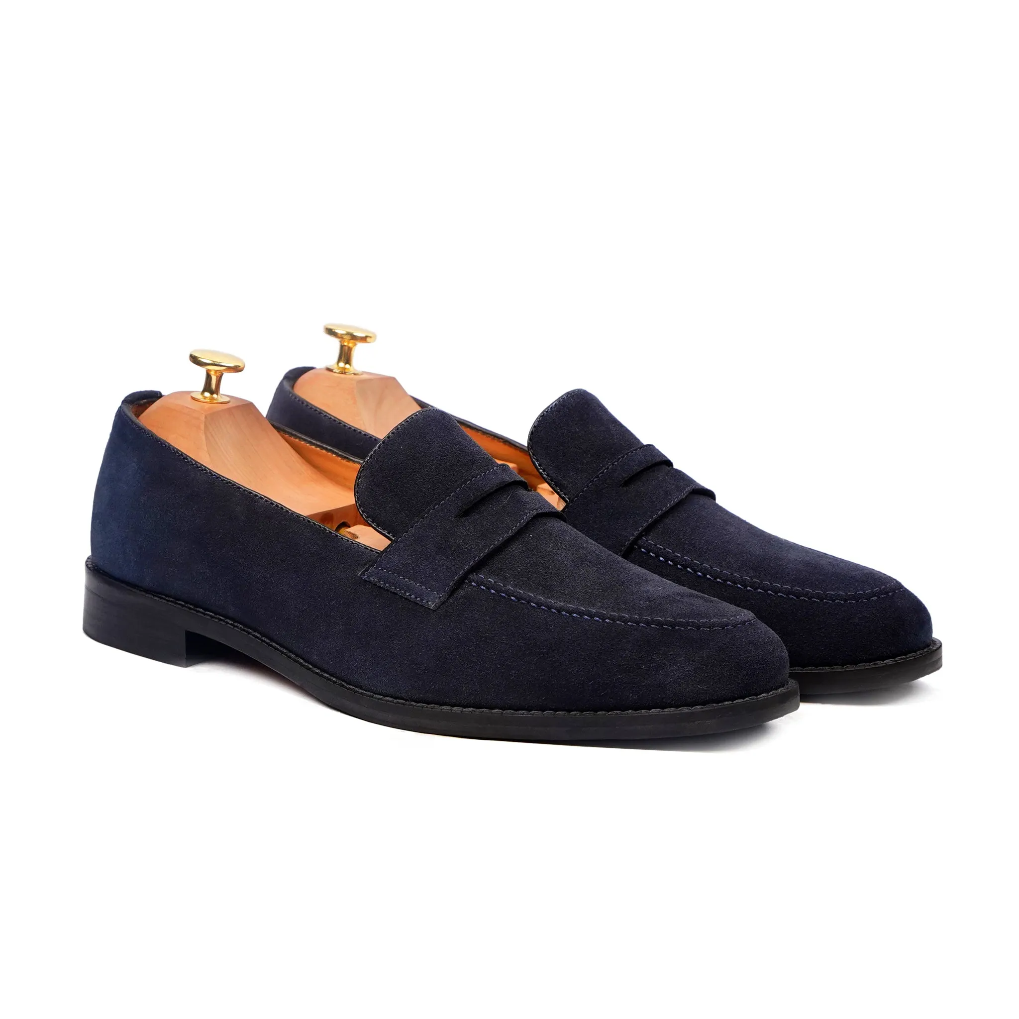 Buenos - Men's Navy Blue Kid Suede Loafer