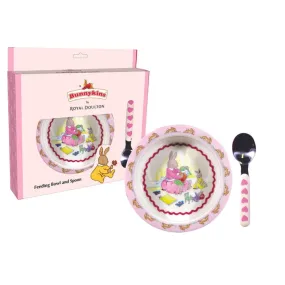 Bunnykins by Royal Doulton - Feeding Bowl & Spoon - Sweethearts Pink