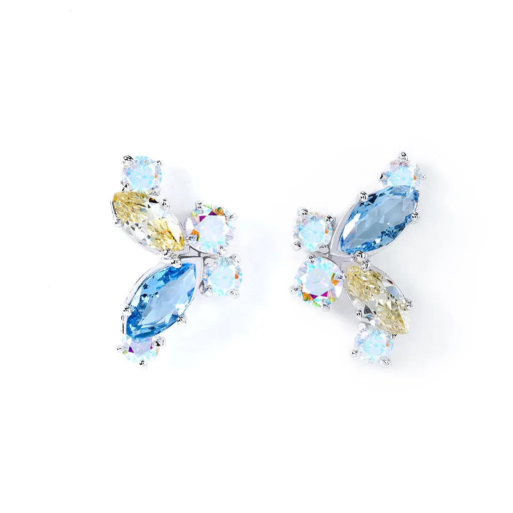 Butterfly Earrings [Unicorn/Light blue/Yellow gems]