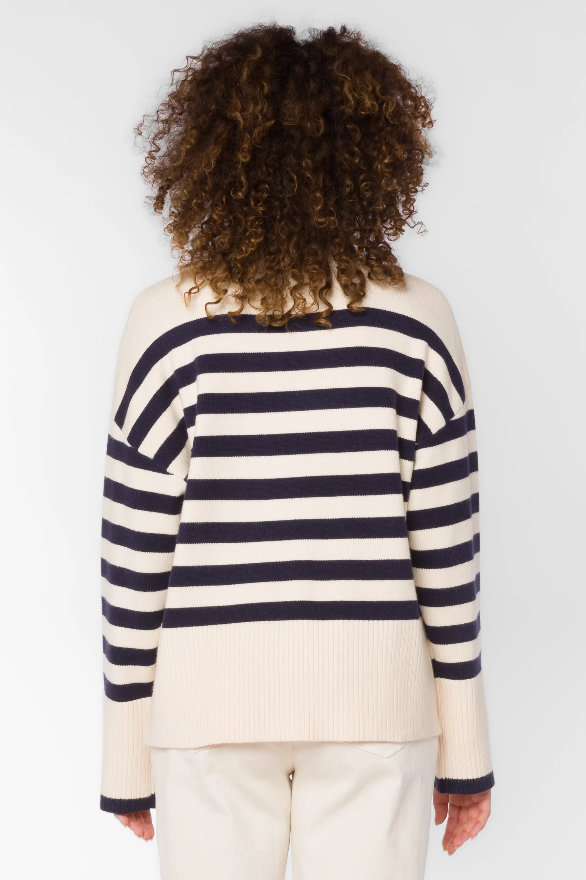 Caden Navy Ivory Stripe Sweater