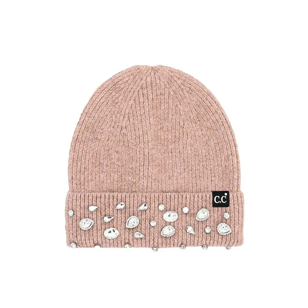 C.C Rhinestone Charm Beanie