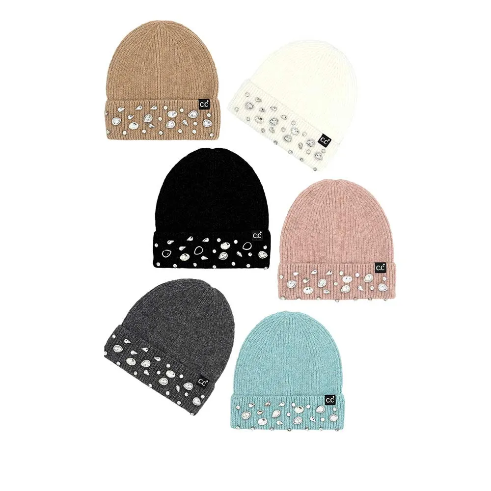 C.C Rhinestone Charm Beanie