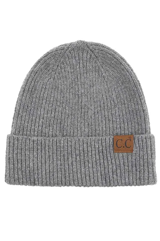 C.C Soft Recycled Fine Yarn Cuff Beanie Hats