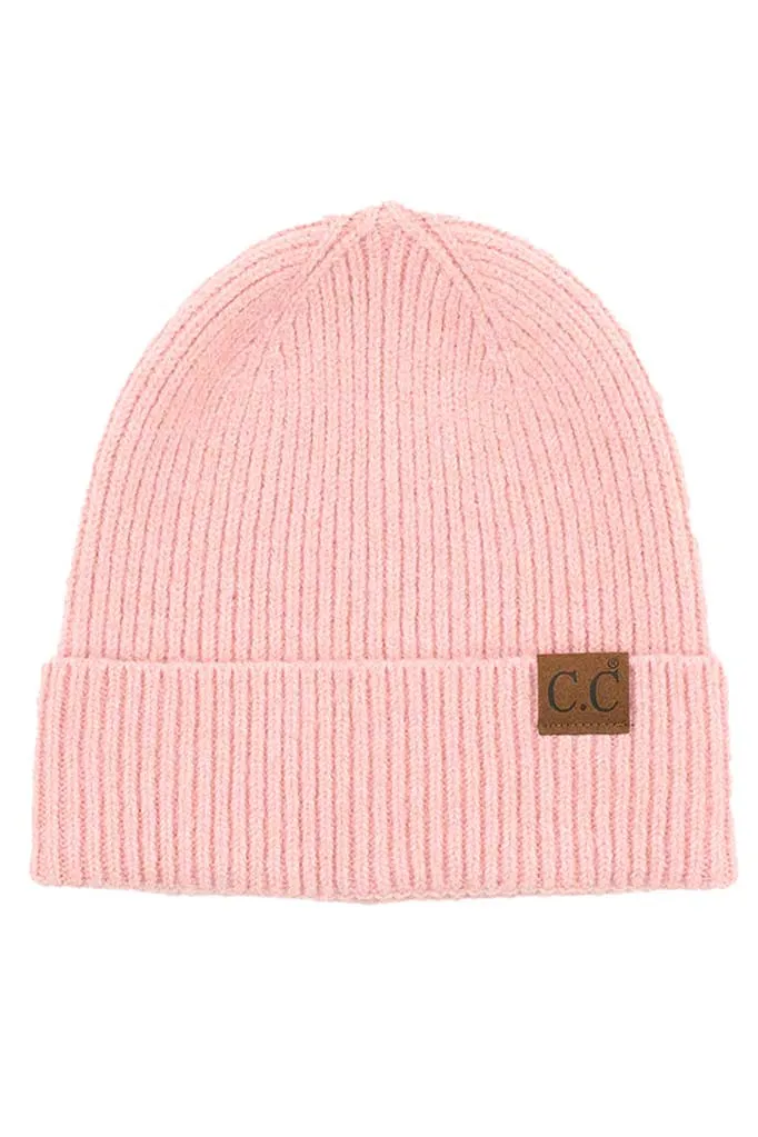 C.C Soft Recycled Fine Yarn Cuff Beanie Hats