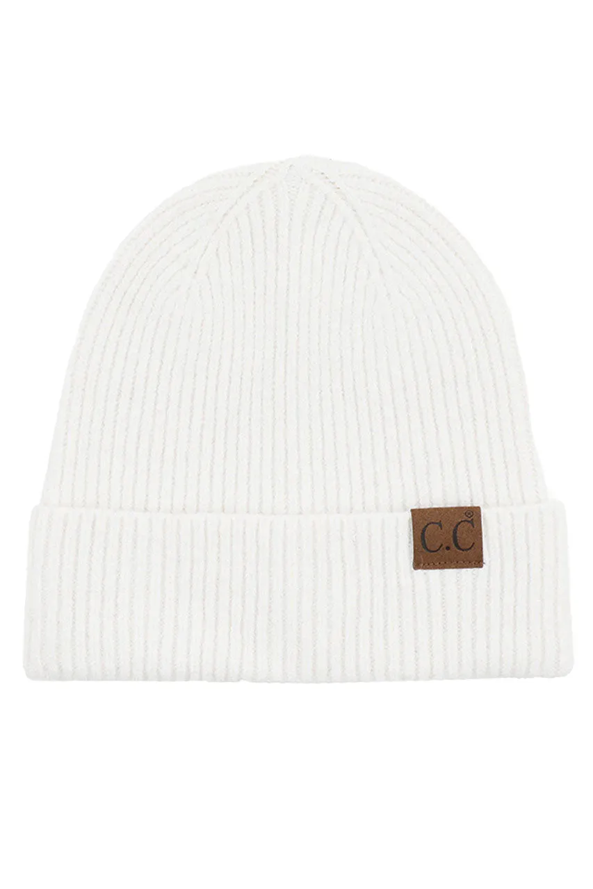 C.C Soft Recycled Fine Yarn Cuff Beanie Hats