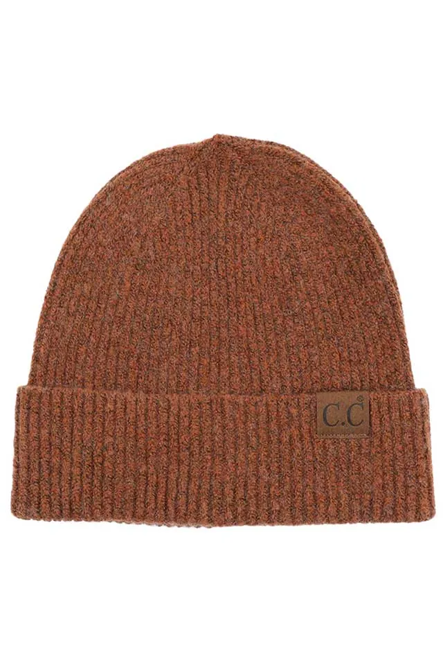 C.C Soft Recycled Fine Yarn Cuff Beanie Hats