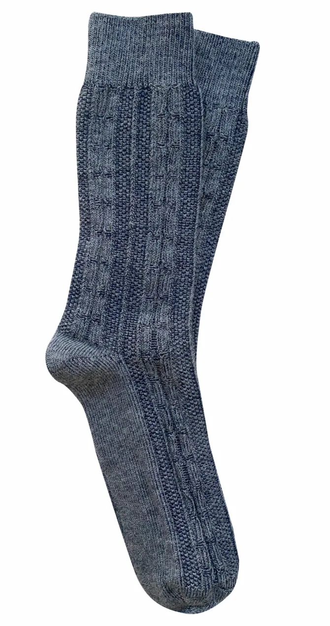 ‘Chunky Cable’ Charcoal Merino Wool Socks