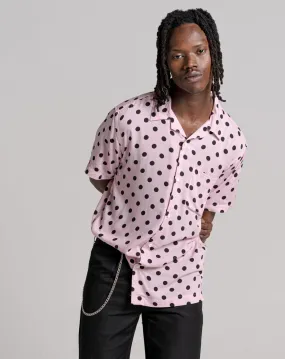 CIRCLE UNISEX POLKA DOT PRINT SHIRT | PINK