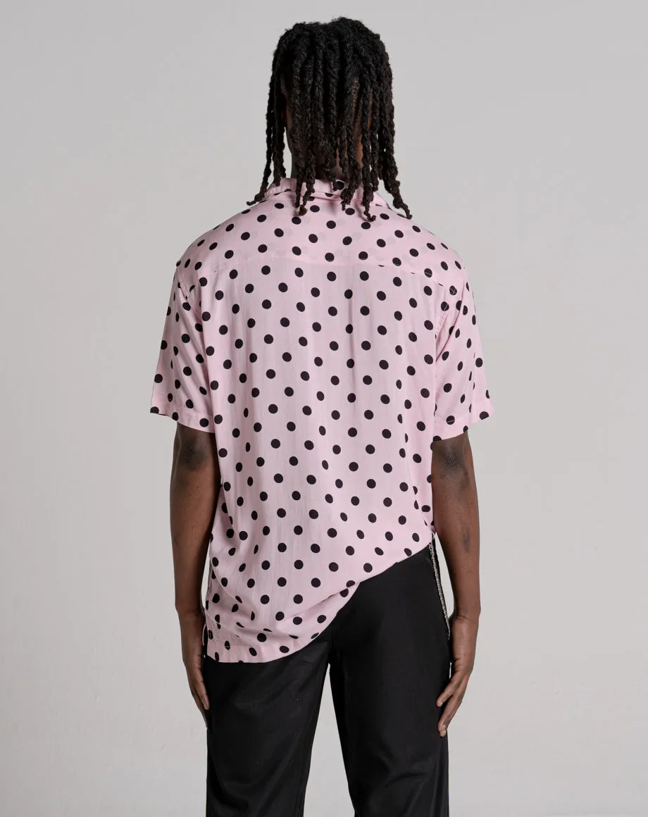 CIRCLE UNISEX POLKA DOT PRINT SHIRT | PINK