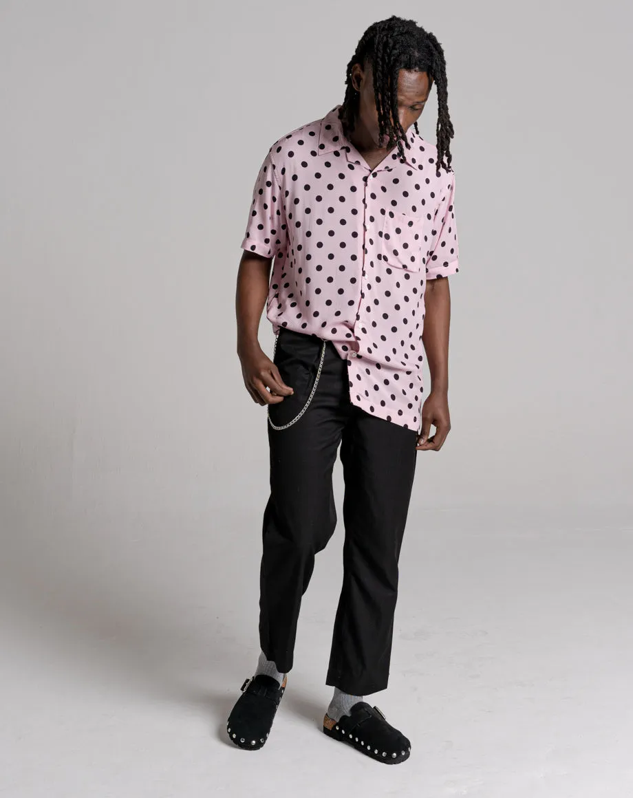 CIRCLE UNISEX POLKA DOT PRINT SHIRT | PINK