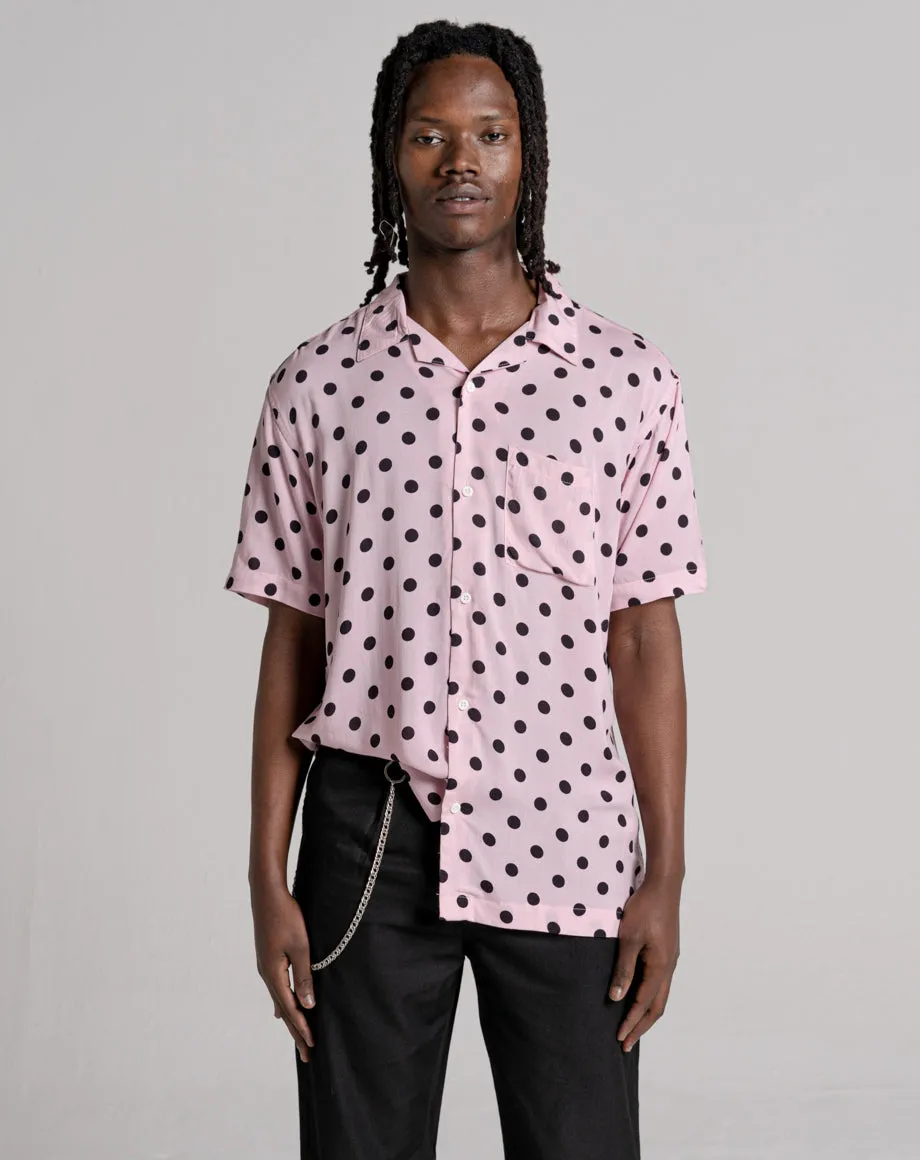 CIRCLE UNISEX POLKA DOT PRINT SHIRT | PINK