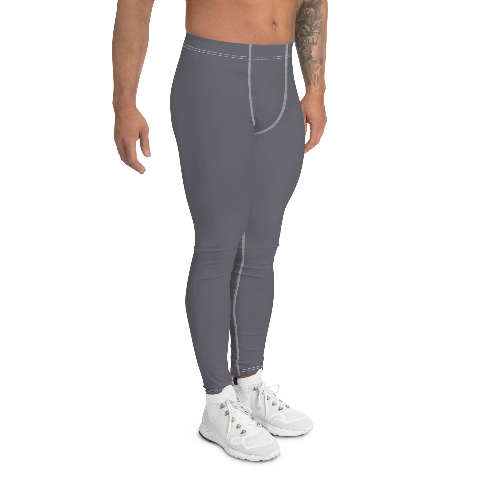 City Comfort: Men's Solid Color Athletic Leggings - Charcoal