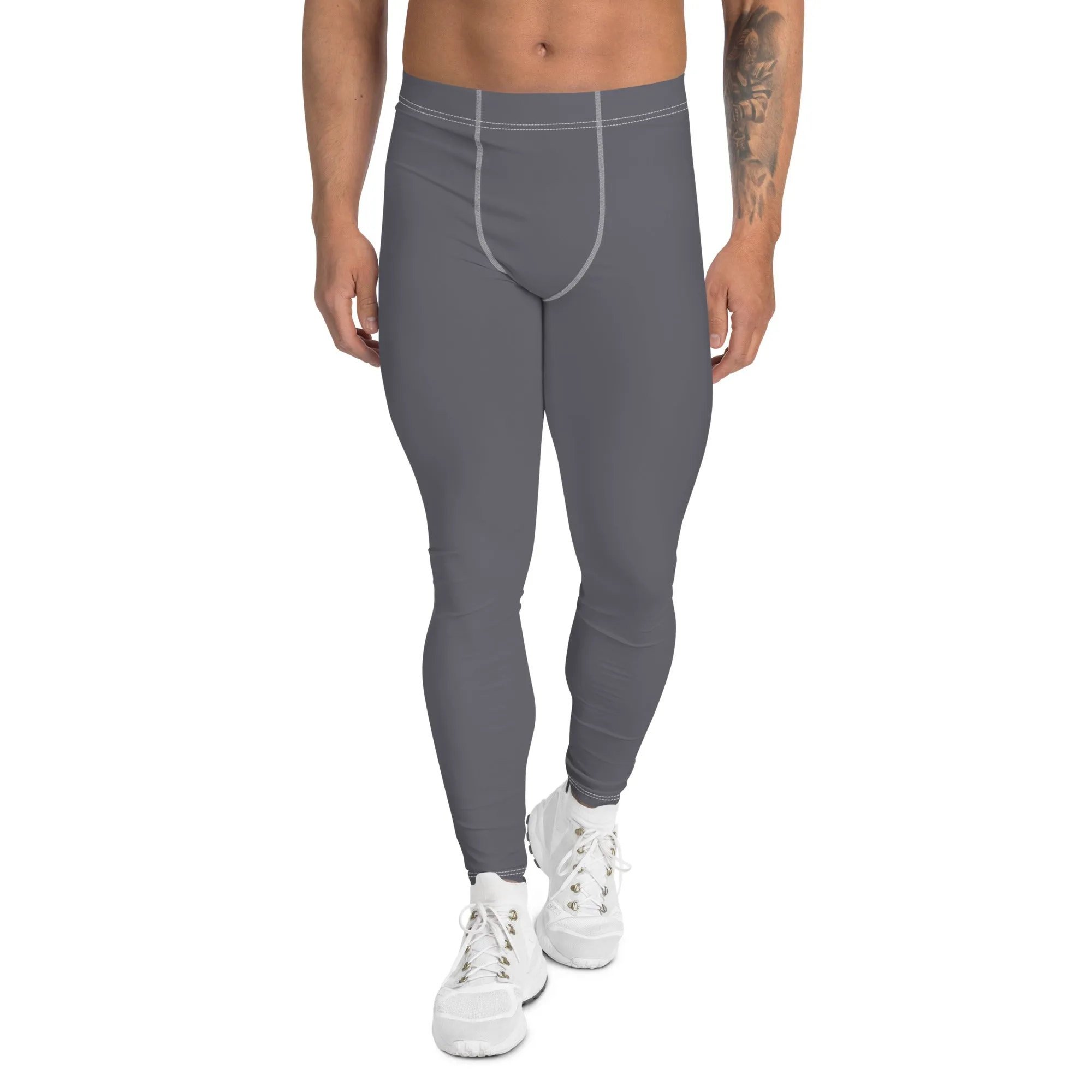 City Comfort: Men's Solid Color Athletic Leggings - Charcoal