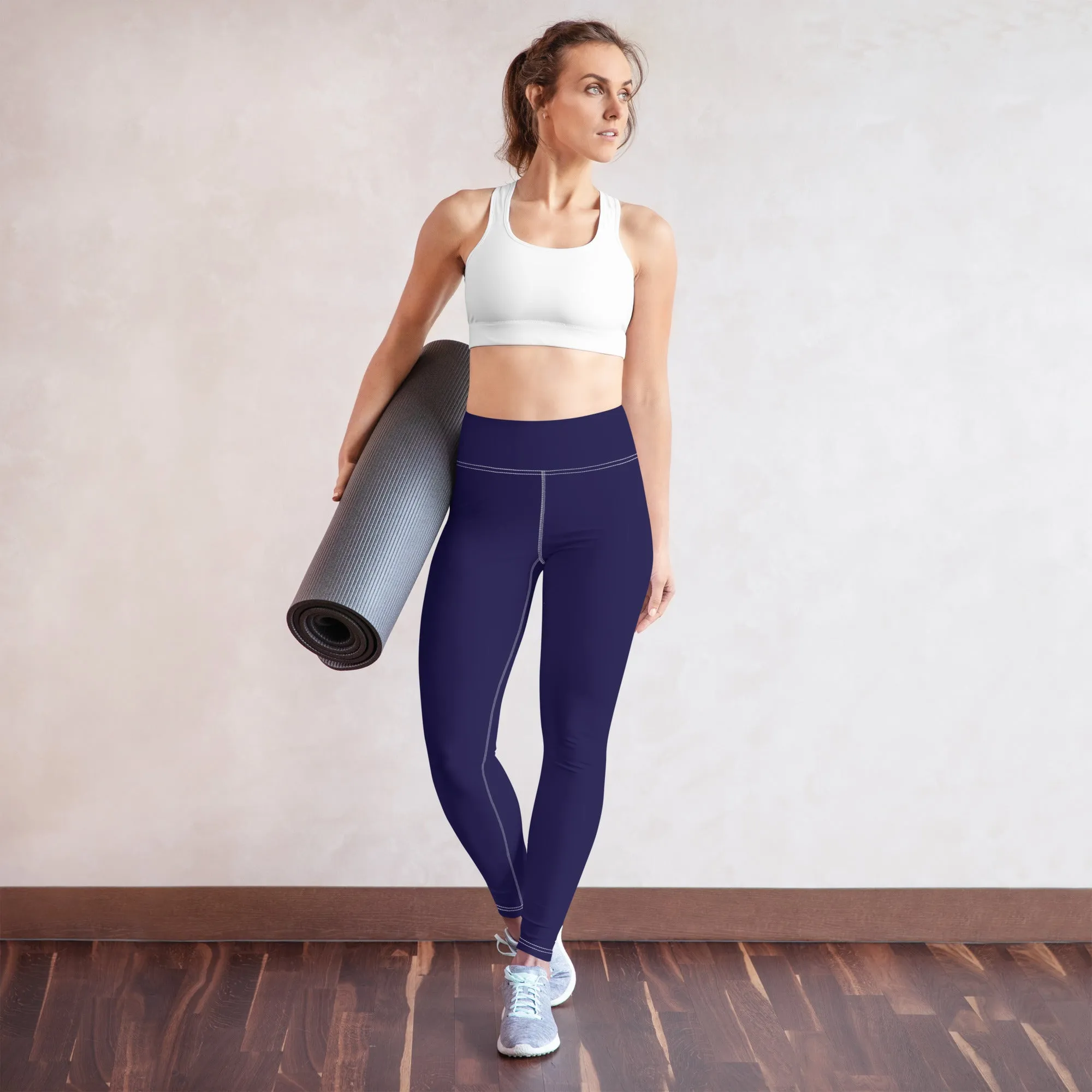 Classic Active Wear: Solid Color Leggings for Women - Midnight Blue