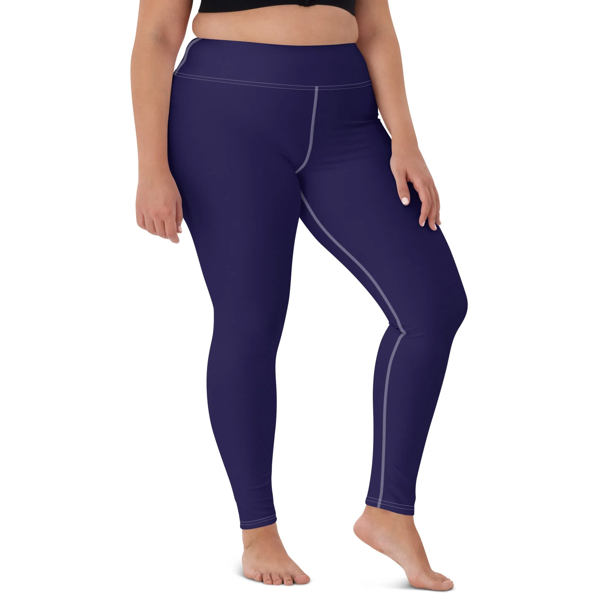 Classic Active Wear: Solid Color Leggings for Women - Midnight Blue