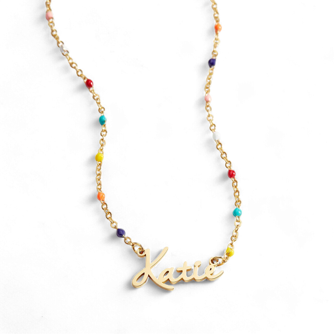 Colorful Beaded Fairy Name Necklace