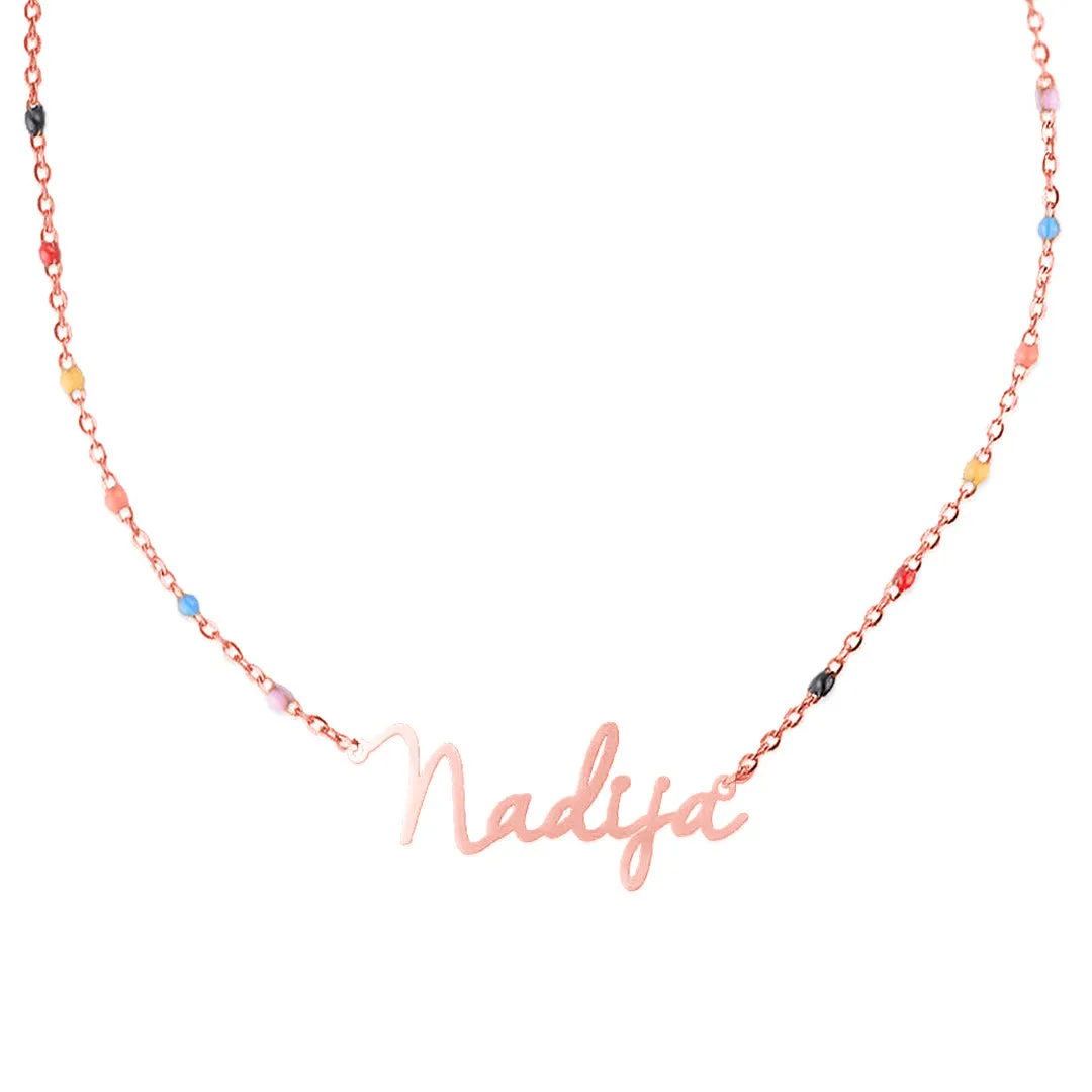 Colorful Beaded Fairy Name Necklace