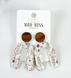 Cork Leather Arch Earring Wildflowers