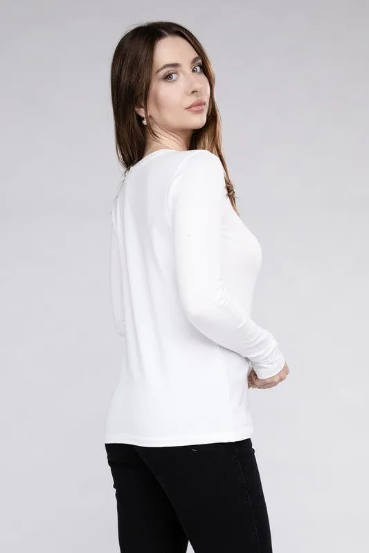 Cotton Crew Neck Long Sleeve T-Shirt