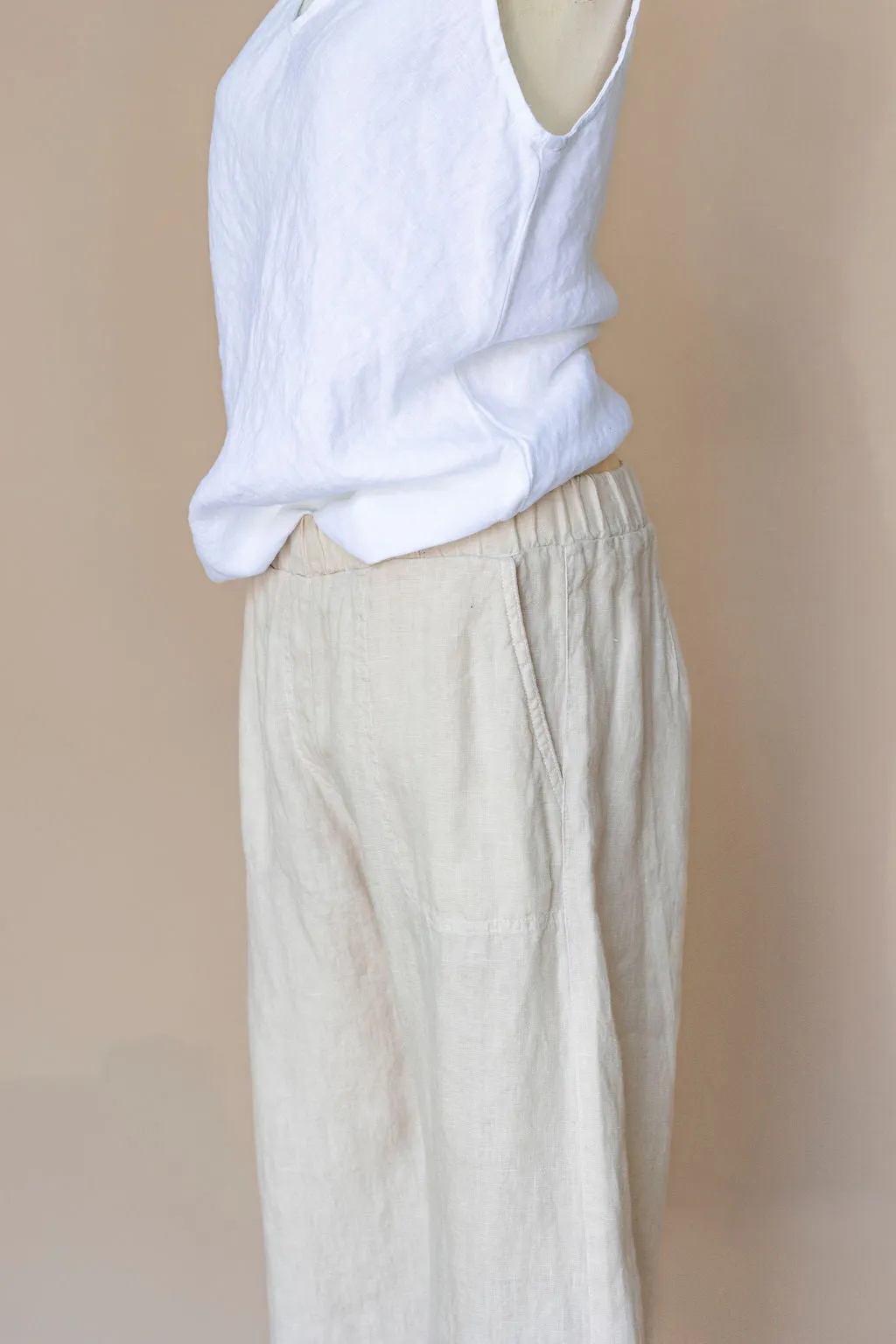 Cut Loose - Solid Linen Easy Crop Pant - Jicama