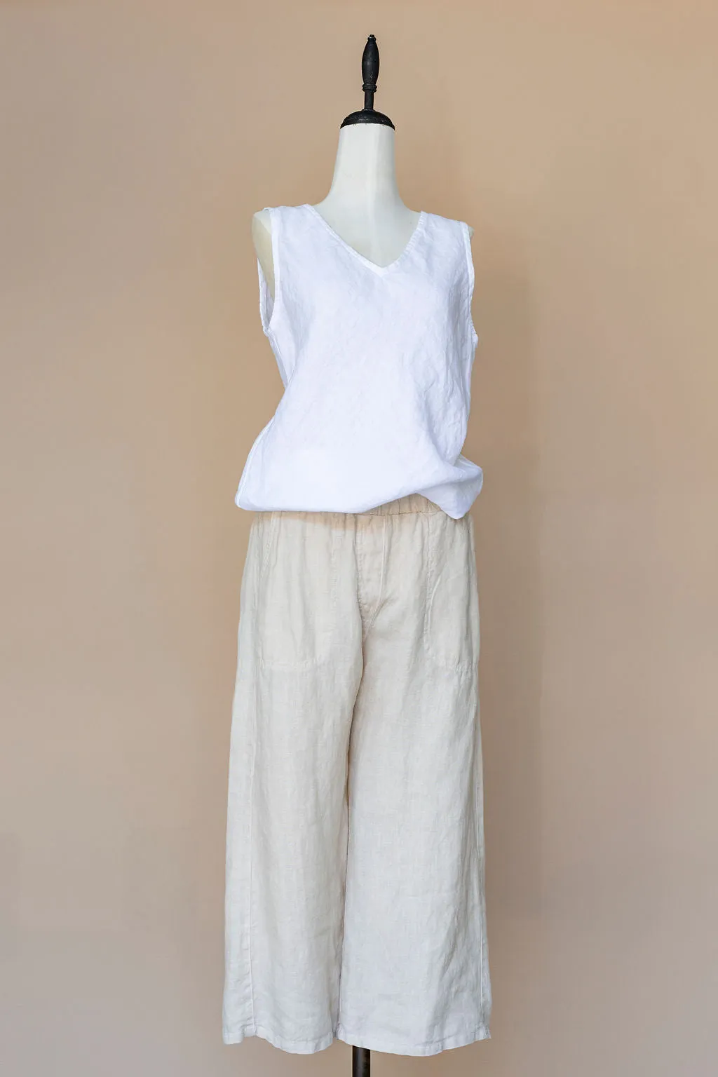 Cut Loose - Solid Linen Easy Crop Pant - Jicama