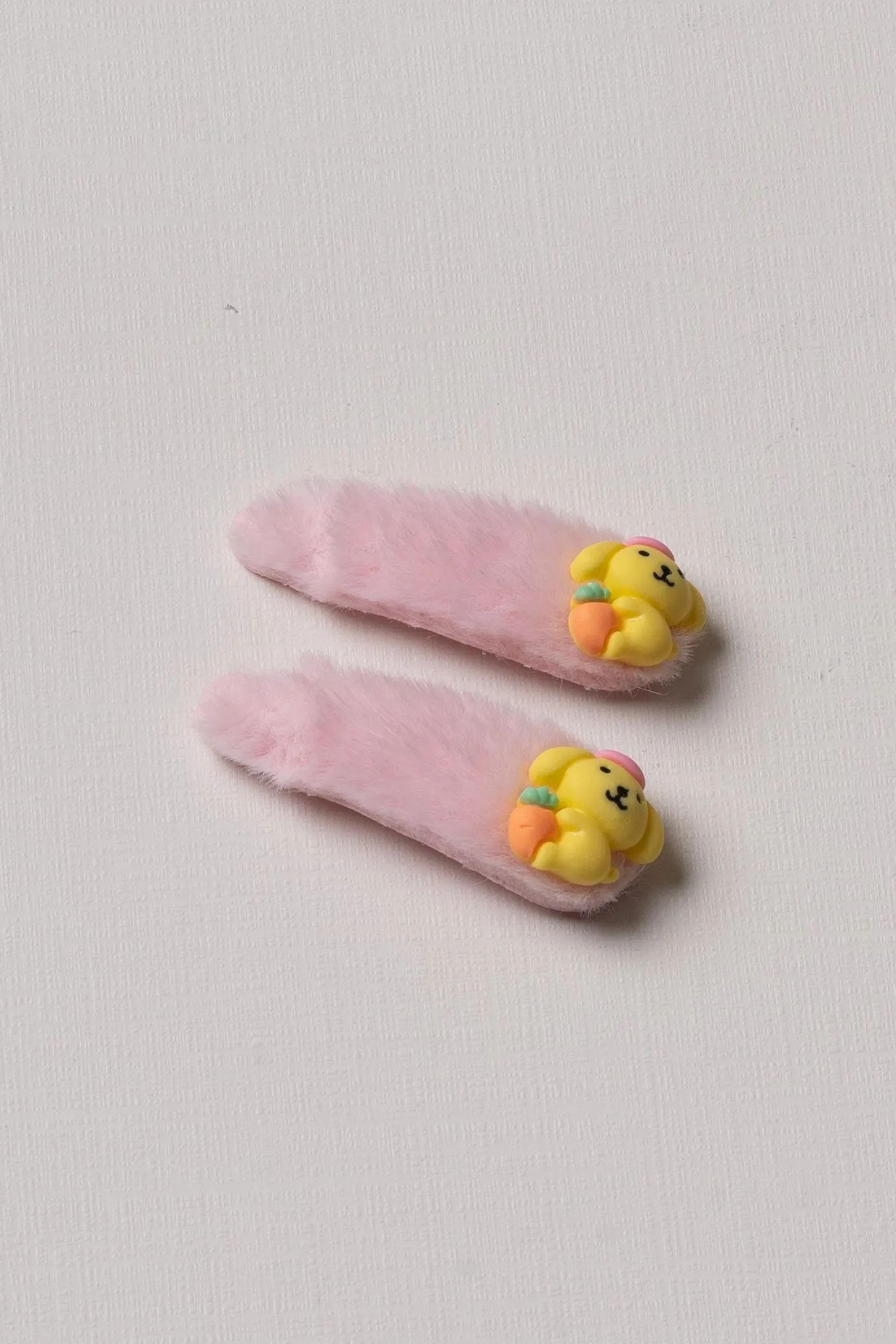 Cute Pink Furry Character Tic Tac Hair Clips for Girls