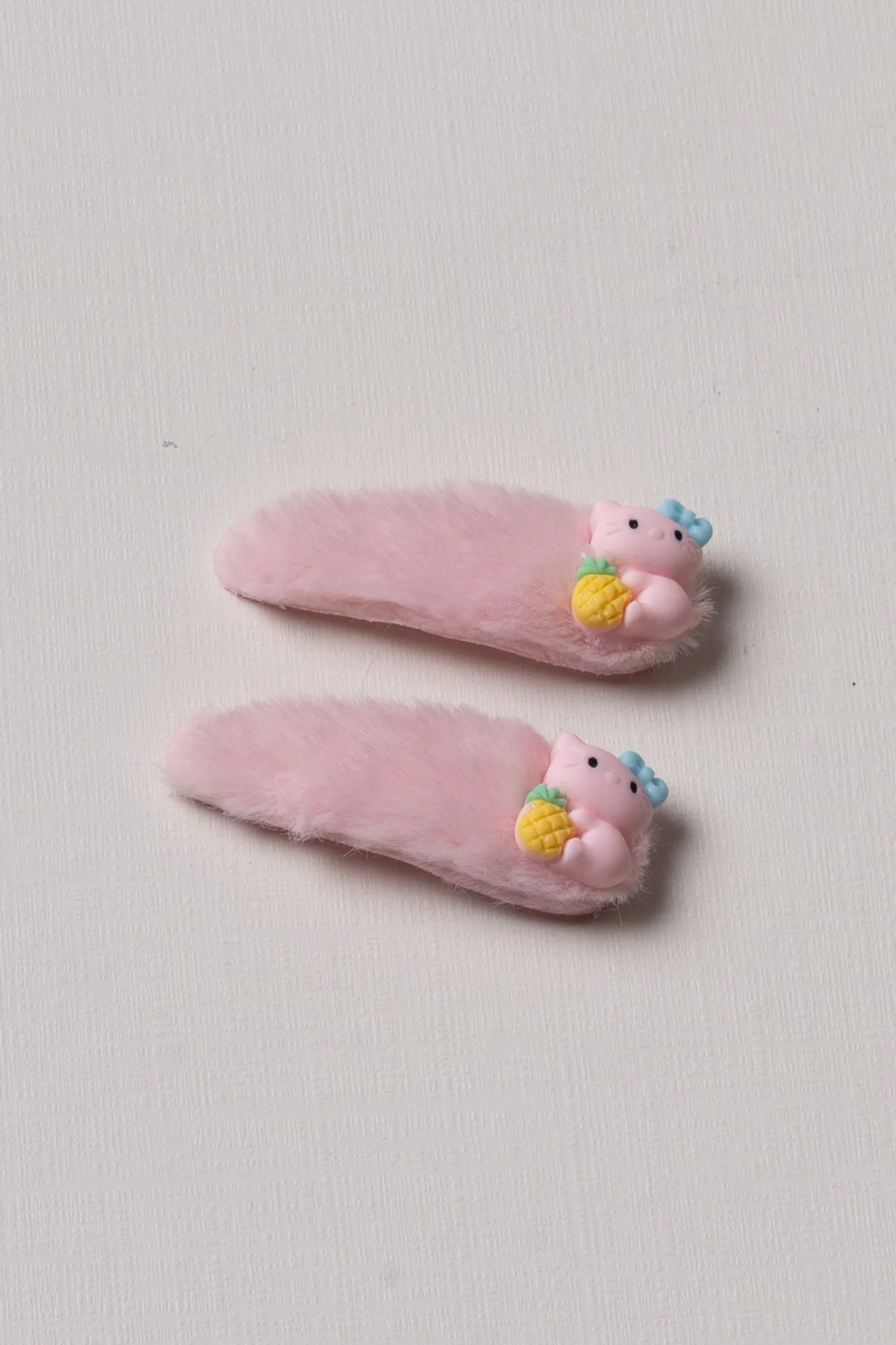 Cute Pink Furry Character Tic Tac Hair Clips for Girls