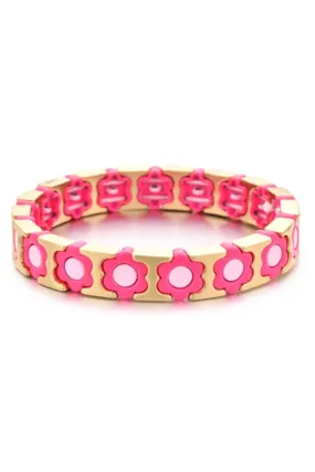 Daisy chain bracelet - hot pink/pale pink/gold