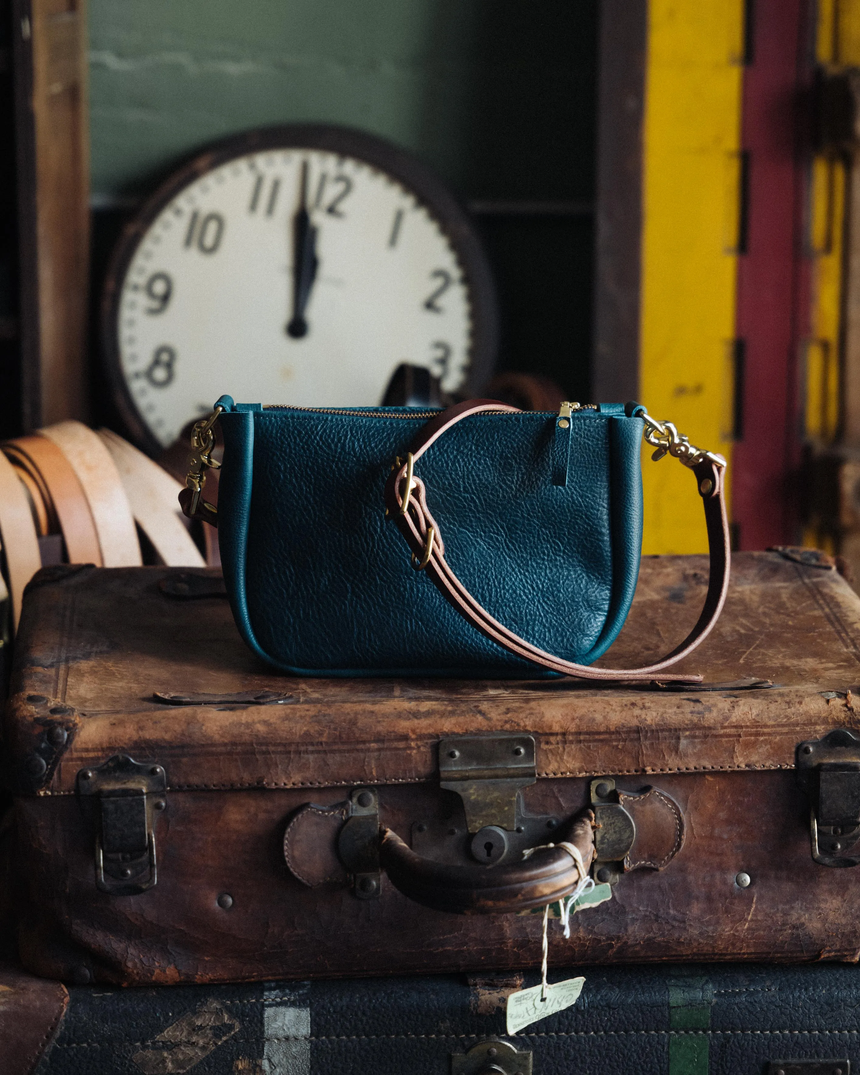 Dark Teal Bulldog Medium Crossbody Bag