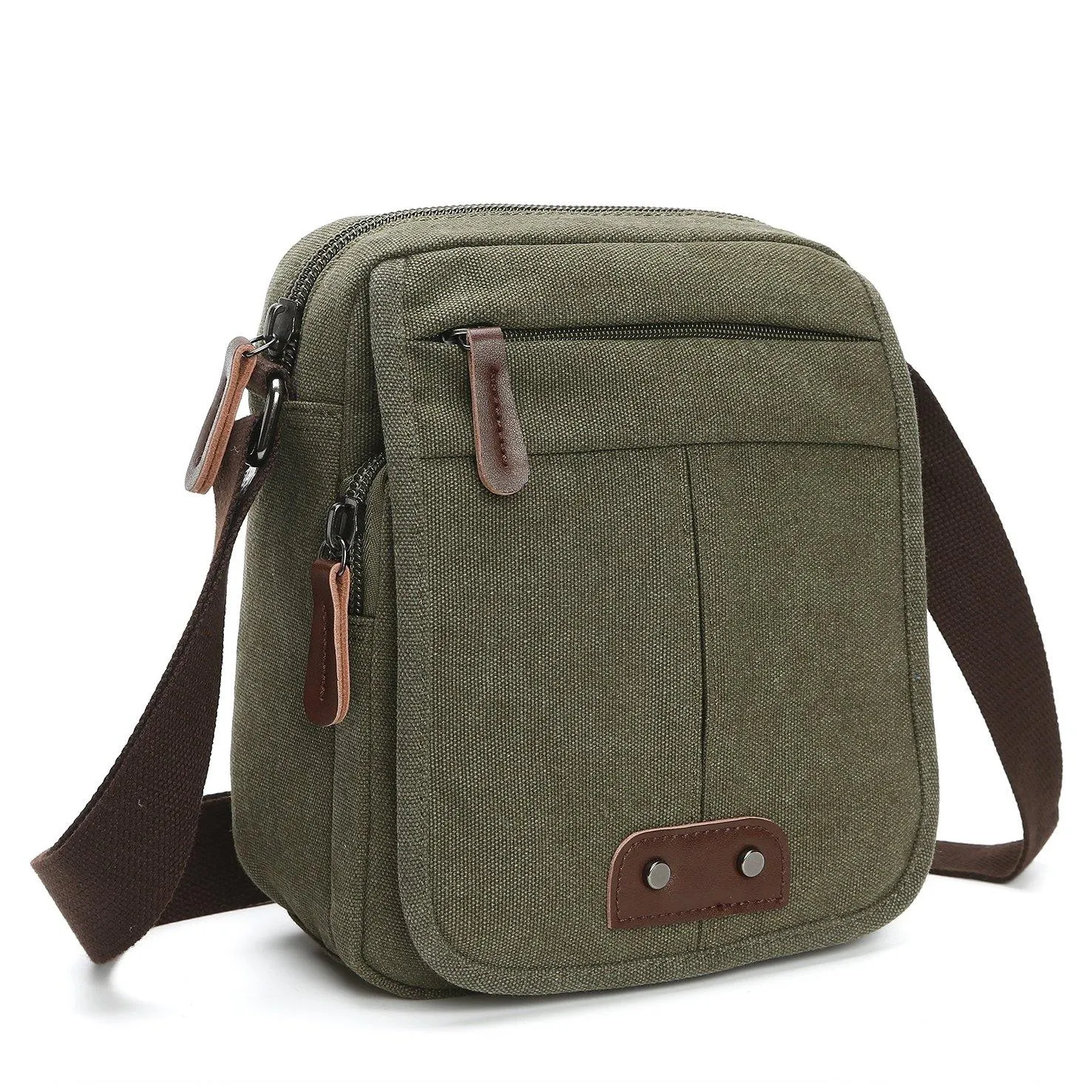 Dasein Vintage Unisex Canvas Messenger Bag/Cross body with Front Snap Flap