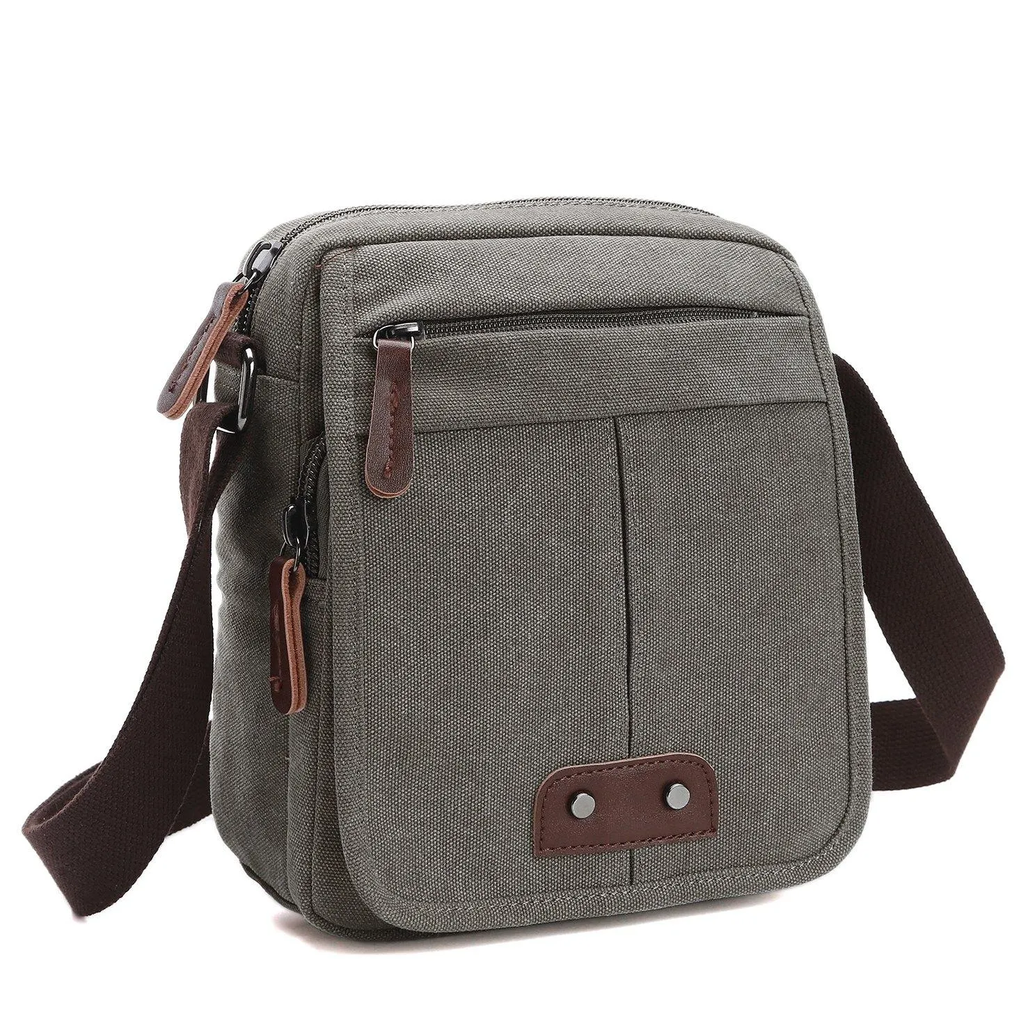 Dasein Vintage Unisex Canvas Messenger Bag/Cross body with Front Snap Flap