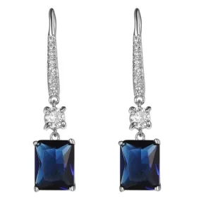 Deep Blue CZ Gemstone Hoop Earrings