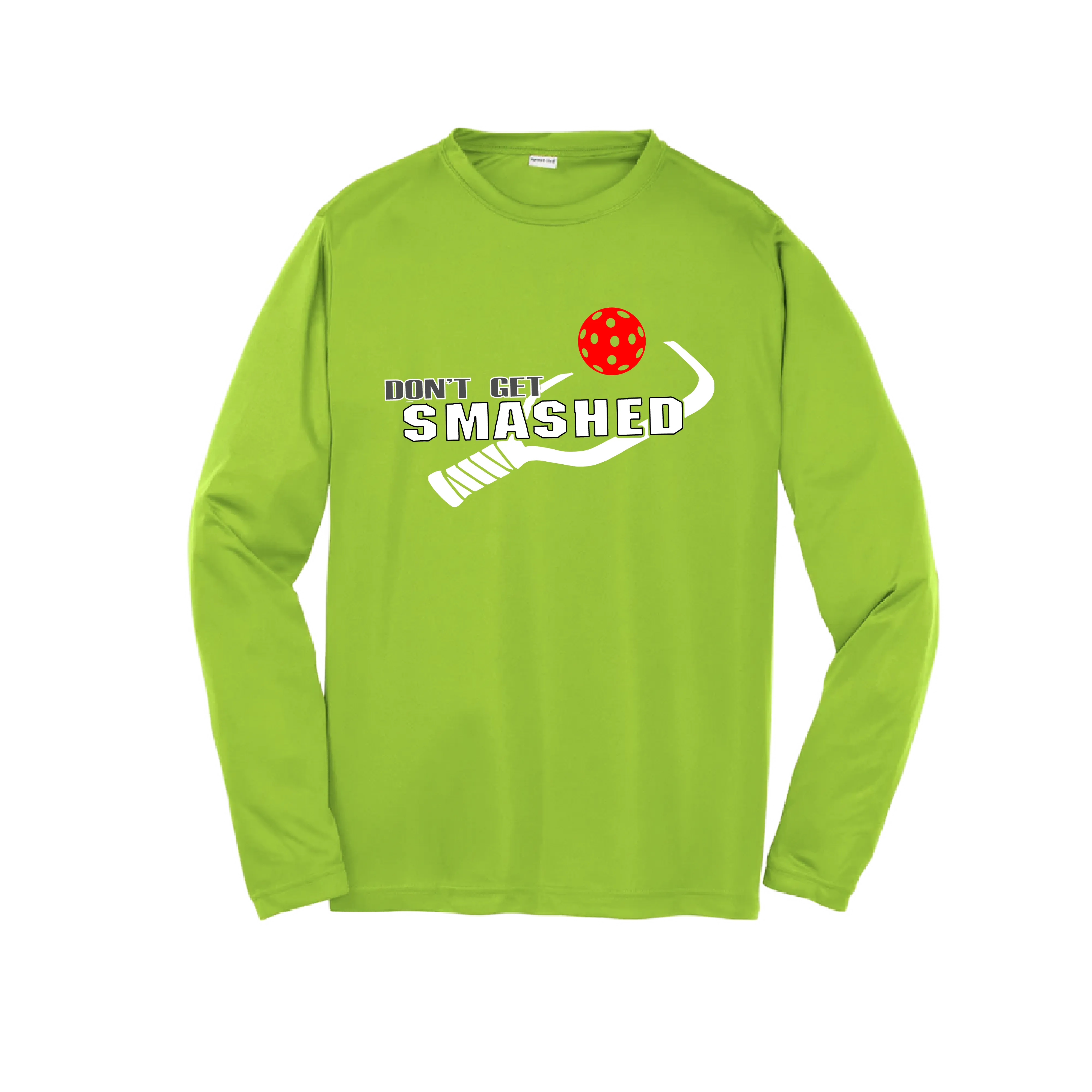 Don't Get Smashed (Red Rainbow Green Pickleball Colors) | Youth Long Sleeve Athletic Shirt | 100% Polyester