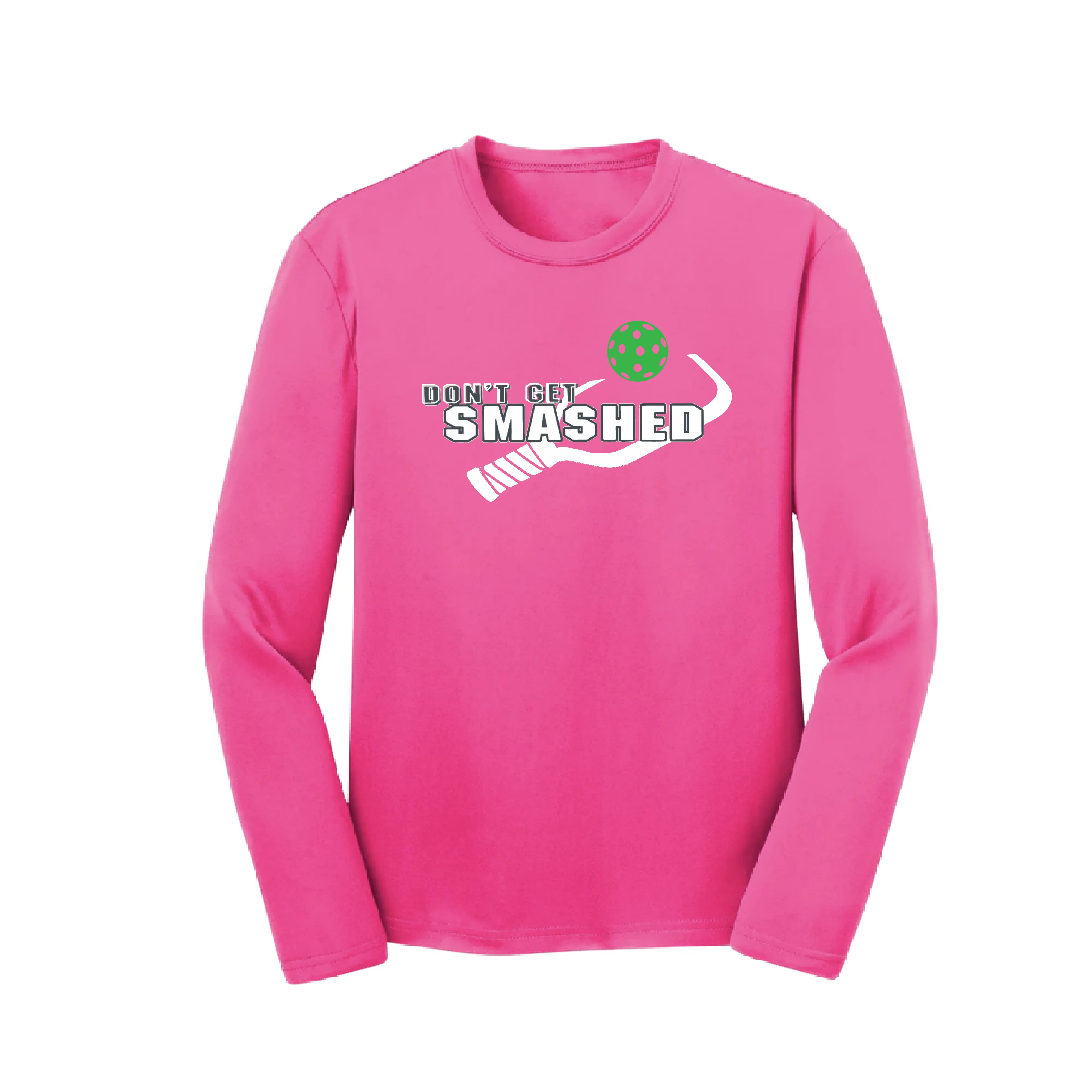 Don't Get Smashed (Red Rainbow Green Pickleball Colors) | Youth Long Sleeve Athletic Shirt | 100% Polyester