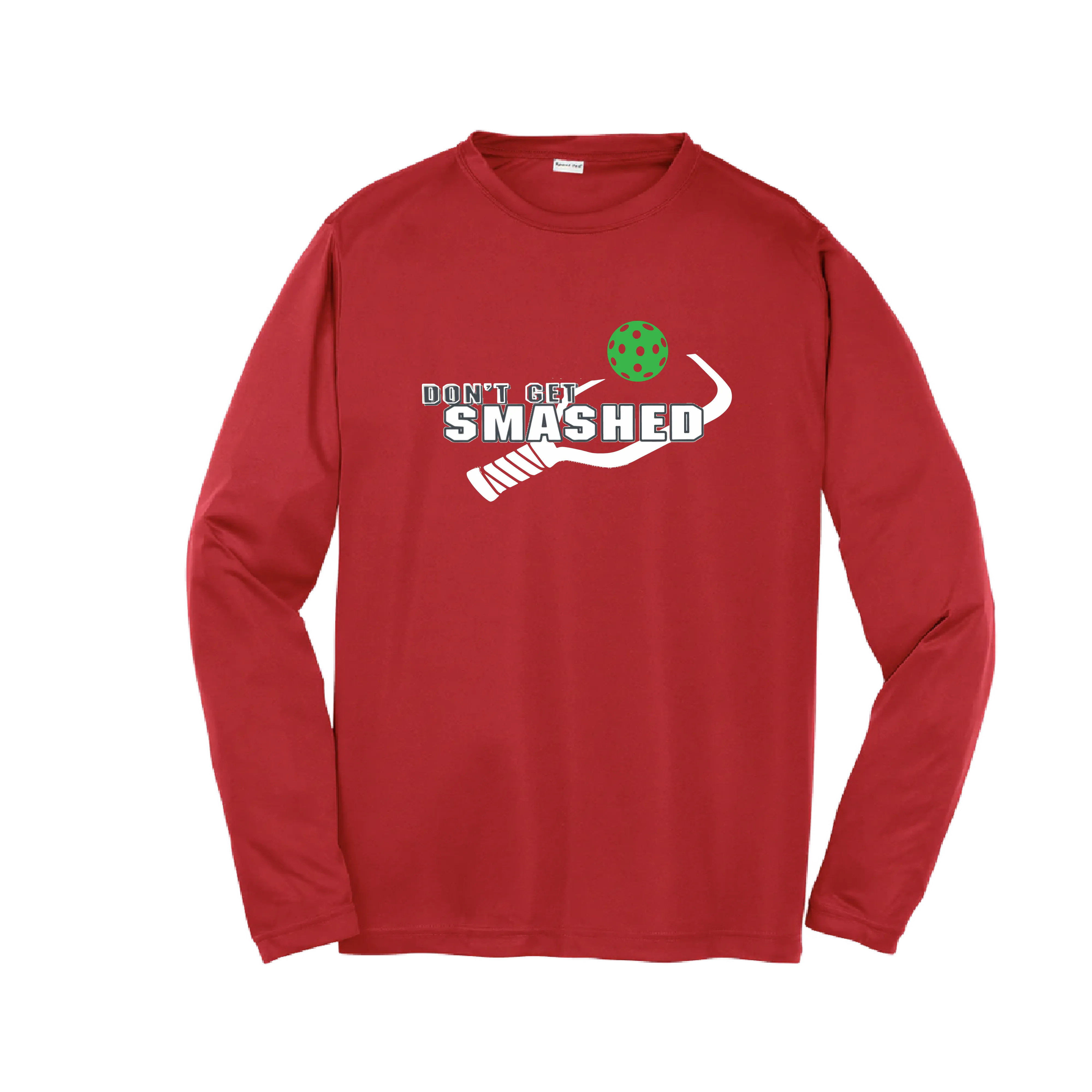 Don't Get Smashed (Red Rainbow Green Pickleball Colors) | Youth Long Sleeve Athletic Shirt | 100% Polyester