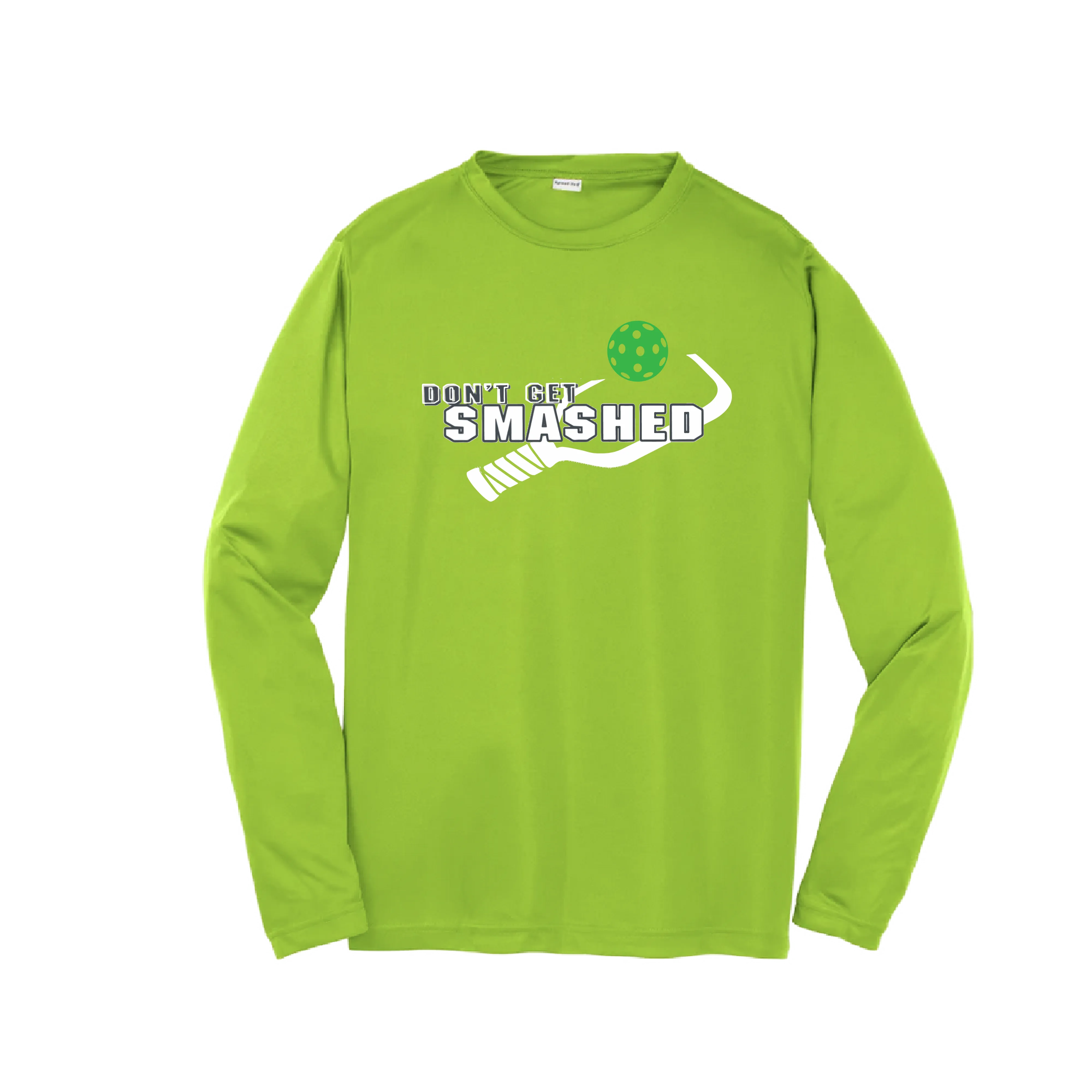 Don't Get Smashed (Red Rainbow Green Pickleball Colors) | Youth Long Sleeve Athletic Shirt | 100% Polyester